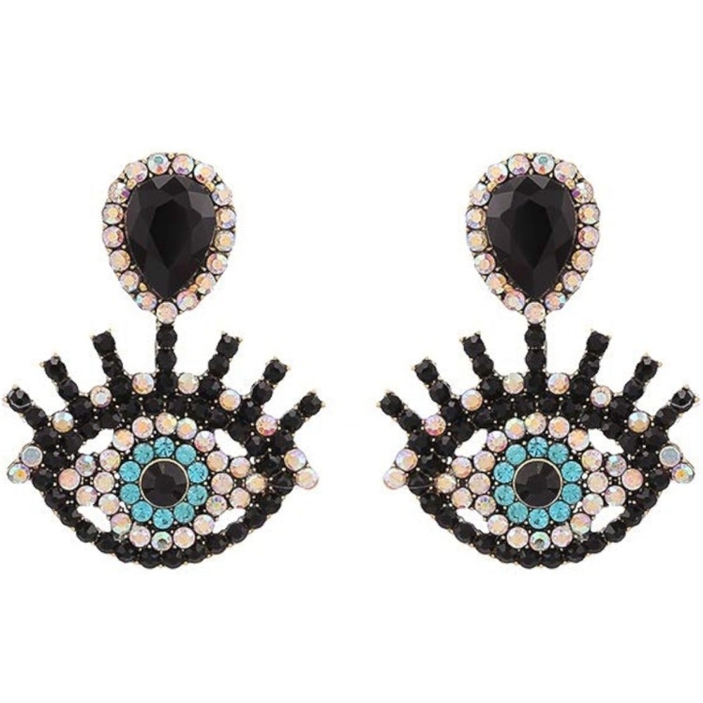 Australian Crystal Evil Eye Rhinestone Earrings